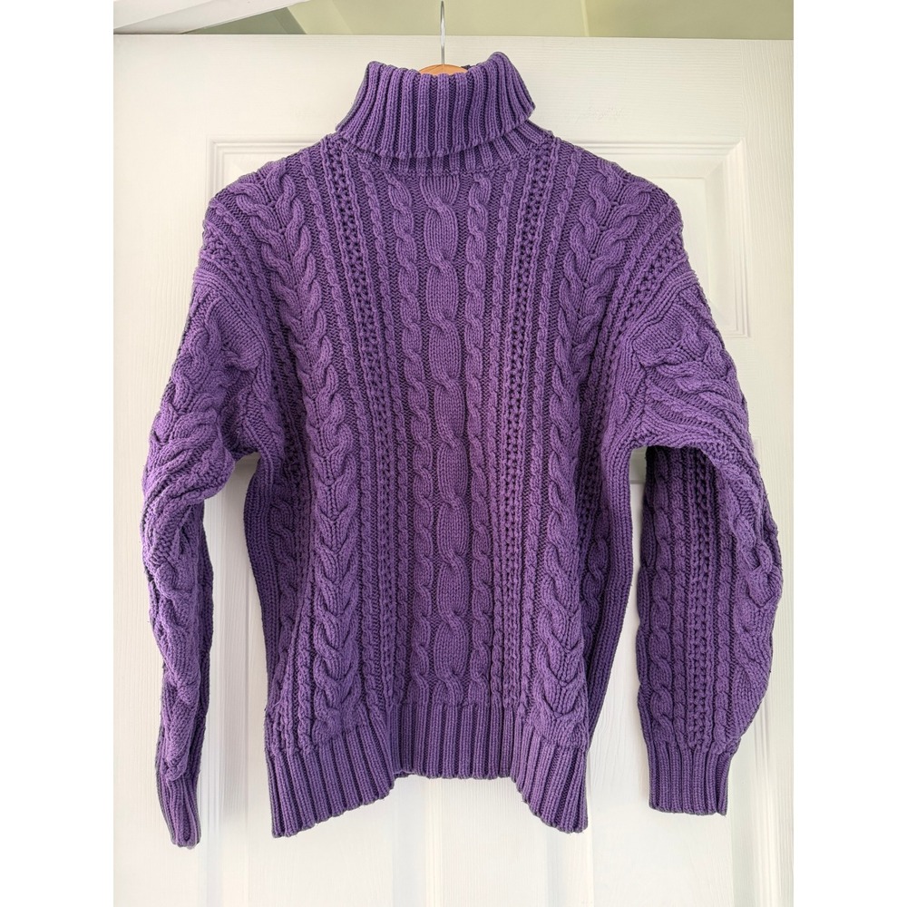 Vintage 90s Gap‎ Chunky Purple Knit Turtleneck Sweater